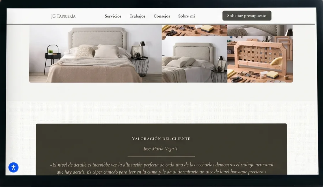 Inicio del sitio, en escritorio